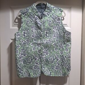 Quilted Reversable Green, Navy Blue and White Vest One size, fits like size L